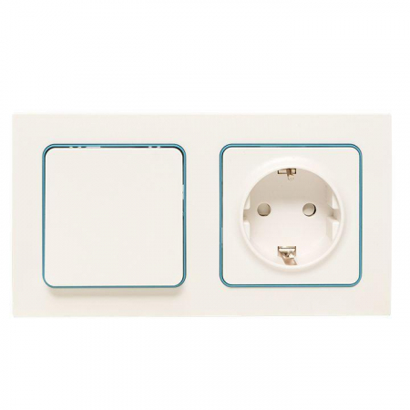 Рамка 2-м Стокгольм бел. с линией цвета син. PROxima EKF EXM-G-305-30