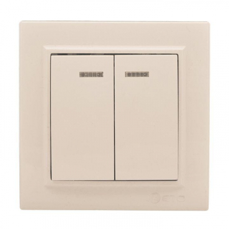 Выключатель 2-кл. СП Минск 10А IP20 с индикатором беж. EKF ERV10-123-20