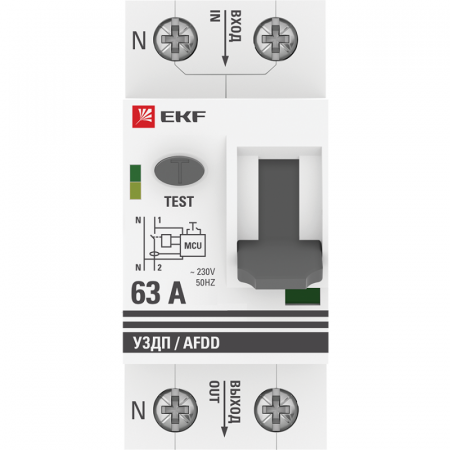 Устройство защиты от дугового пробоя (УЗДП) 1P+N 63А PROxima EKF afdd-2-63-pro