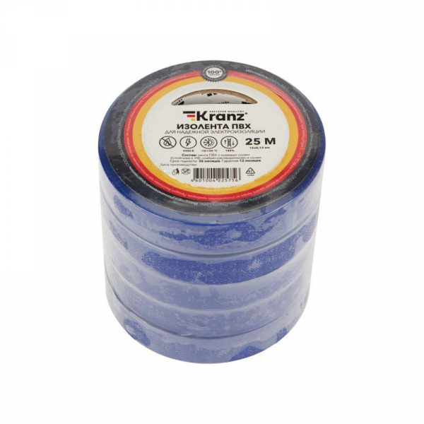 Изолента ПВХ 0.13х15мм 25м син. Kranz KR-09-2105