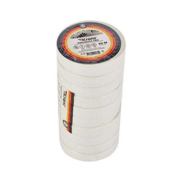 Изолента ПВХ 0.13х15мм 20м бел. Kranz KR-09-2601