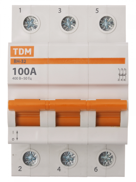 Выключатель нагрузки (мини-рубильник) ВН-32 3P 100A Home Use TDM