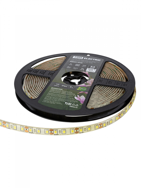 Лента светодиодная SMD2835-120 LED/м-IP65-12 В-9,6 Вт/м-6000 К (5 м) блистер TDM