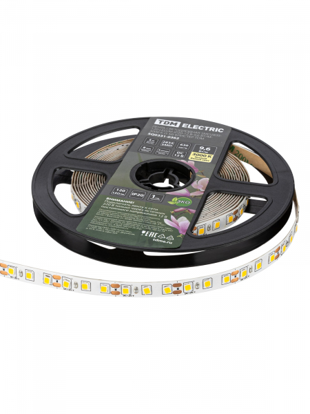 Лента светодиодная SMD2835-120 LED/м-IP20-12 В-9,6 Вт/м-3000 К (5 м) блистер TDM