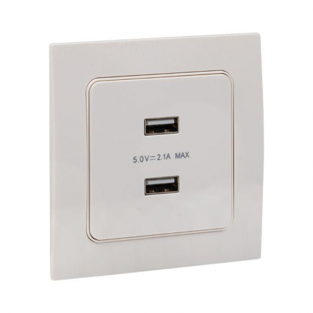 Розетка USB 2-м Стокгольм 2.1А механизм бел. PROxima EKF EYR16-028-10-2USB