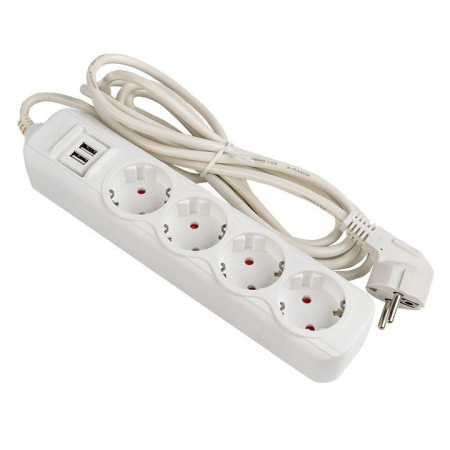 Удлинитель 4х3м 16А IP20 Эксперт 3.5кВт 2хUSB 2.1А ПВС 3х1 PROxima EKF UBA16-2USB-4-03i