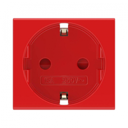Розетка 1-м 2мод. Viva 16А IP20 2P+E с заземл. защ. шторки красн. DKC 45015