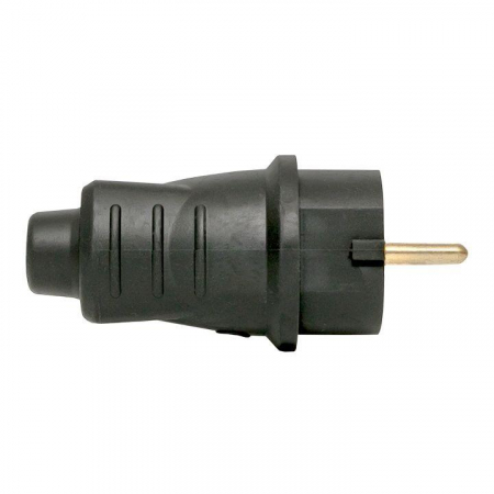 Вилка прямая 16А 2P+PE 230В IP44 каучук черн. EKF RPS-011-16-230-44