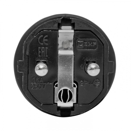 Вилка угловая 16А 2P+PE 230В IP44 с кольцом каучук Basic EKF RPS-017-16-230-44