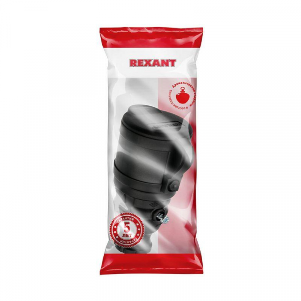 Розетка переносная влагозащ. с крышкой с/з 16А IP44 каучук Rexant 111-004
