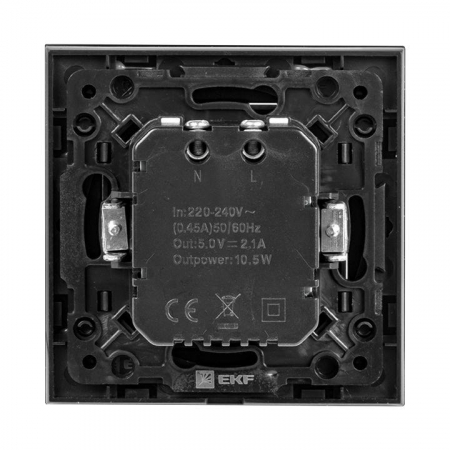 Розетка USB 2-м Стокгольм 2.1А механизм черн. PROxima EKF EZR16-028-10-2USB
