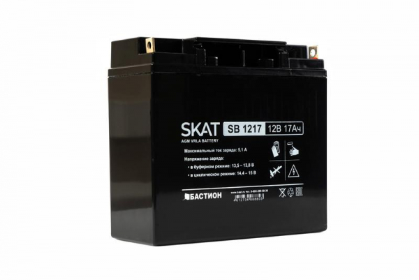 Аккумулятор 12В 17А.ч макс. ток заряда 5.1А SKAT SB 1217 Бастион 2536