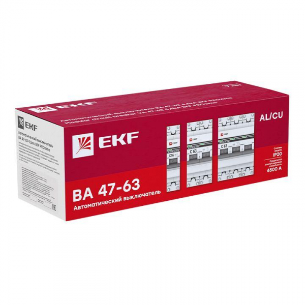 Выключатель автоматический модульный 1п C 2.5А 4.5кА ВА 47-63 PROxima EKF mcb4763-1-2.5C-pro