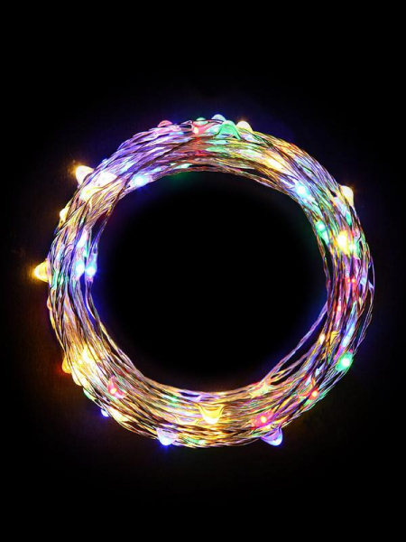 Гирлянда светодиодная "Разноцветные нити" 10м 100LED в виде капель 220В Космос KOCNL-EL150