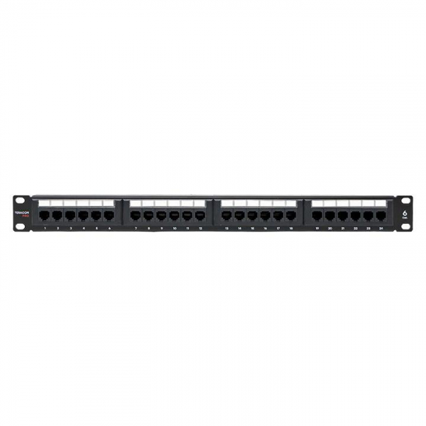 Патч-панель 19дюйм 1U кат.6 UTP неэкранир. 24 порта RJ45 Dual IDC TERACOM PRO EKF TRP-PPNL-6UTP-1U24