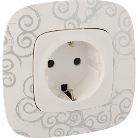 Розетка 1-м СП Valena Allure 16А IP2X 250В 2P+E безвинтов. клеммы с лицев. панелью механизм бел. Leg 753721