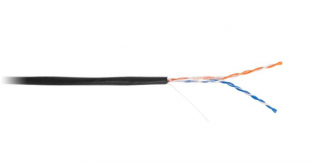 Кабель U/UTP кат.5 (класс D) 2 пары 100МГц ОЖ BC чистая медь внешн.PE до -40град.C черн. (305м) NETLAN EC-UU002-5-PE-BK