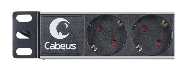 Блок розеток 9-м PDU-9P-2IEC 10А горизонт. евростандарт для 19дюйм шкафов без выкл. вилка IEC 320 C14 шнур 2м алюм. Cabeus 7287c