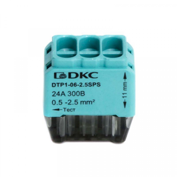 Клеммная колодка на 6 проводника до 2 5кв.мм. на токи до 24А DKC DTP1-06-2.5SPS