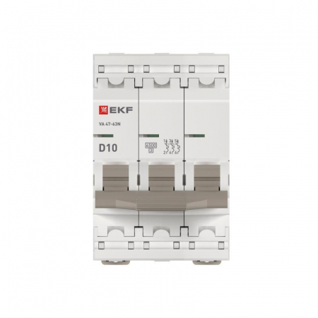 Выключатель автоматический 3п D 10А 4.5кА ВА 47-63N PROxima EKF M634310D