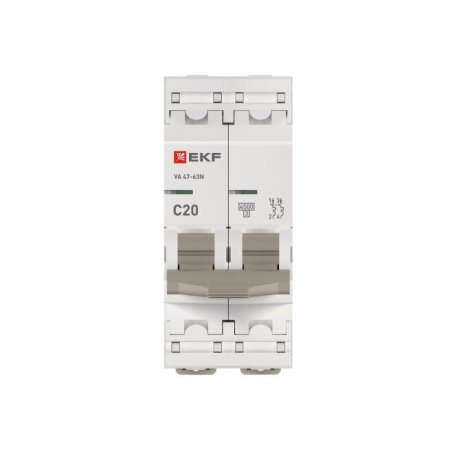 Выключатель автоматический 2п C 20А 4.5кА ВА 47-63N PROxima EKF M634220C