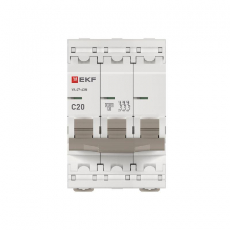 Выключатель автоматический 3п C 20А 4.5кА ВА 47-63N PROxima EKF M634320C