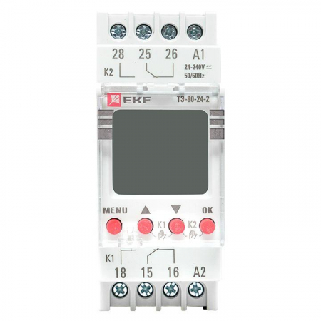 Таймер электронный двухканальный ТЭ-80 24-230В EKF te-80-24-2