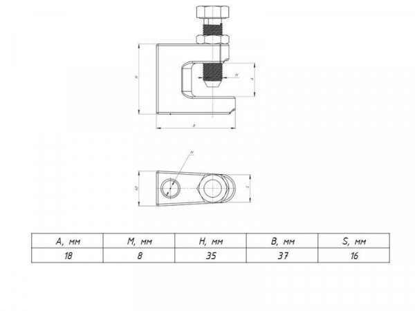 Струбцина монтажная М8 TDZ EKF SM8-TDZ