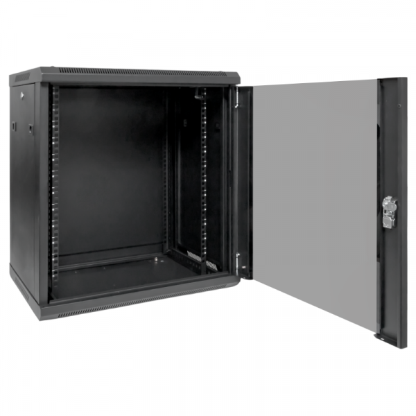 Шкаф настенный 19дюйм TERACOM PRO 12U 600600мм дверь стеклянная с замком-ручкой черн. EKF TRP-WLL-1266-40B