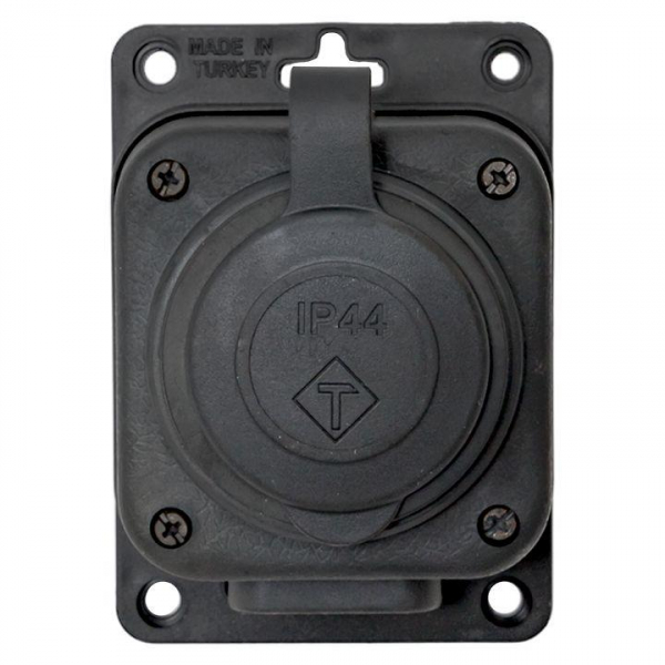 Розетка настенная 16А IP44 230В 2P+PE с защ. крышкой каучук PROxima EKF RPS-014-16-230-44-r