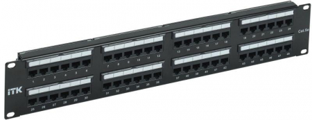 Патч-панель 2U кат.5E UTP 48 портов Dual IDC слайд лейбл ITK PP48-2UC5EU-D05L