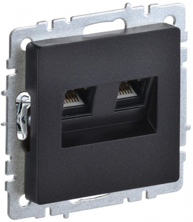 Розетка компьютерная двойн. СП RJ45 кат.5E BRITE РК10-2-БрЧ механизм черн. IEK BR-K20-1-K02