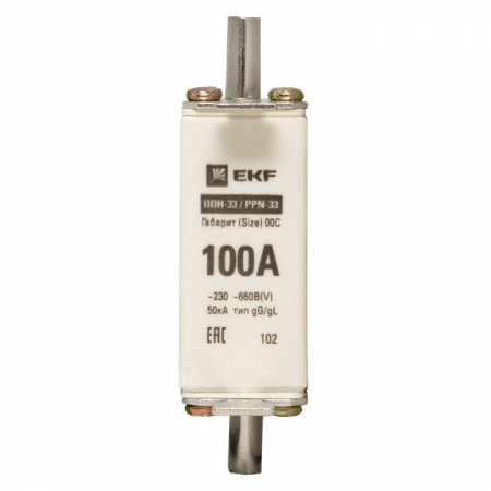 Вставка плавкая ППН-33 100/100А 50кА габарит 00С PROxima EKF fus-33/100