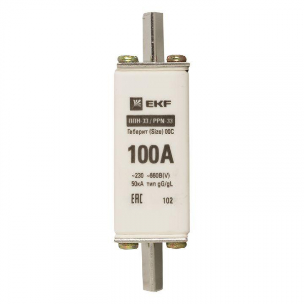 Вставка плавкая ППН-33 100/100А 50кА габарит 00С PROxima EKF fus-33/100