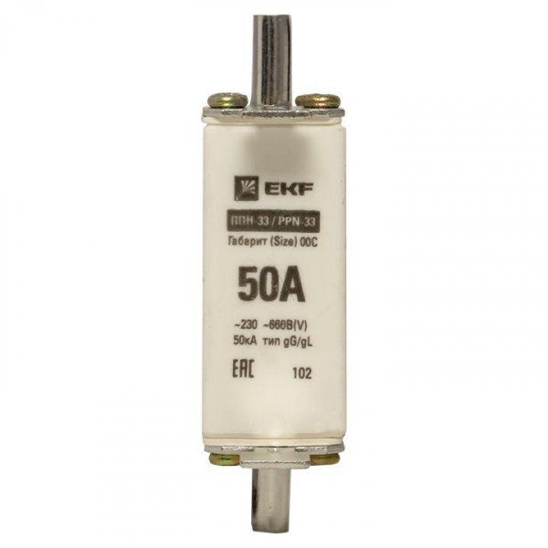 Вставка плавкая ППН-33 100/50А 50кА габарит 00C PROxima EKF fus-33/100/50