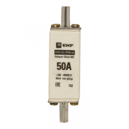 Вставка плавкая ППН-33 100/50А 50кА габарит 00C PROxima EKF fus-33/100/50