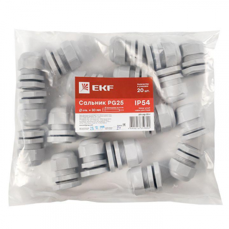 Сальник PG25 d16-21мм (d отверст. 31мм) IP54 PROxima EKF plc-pg-25-r