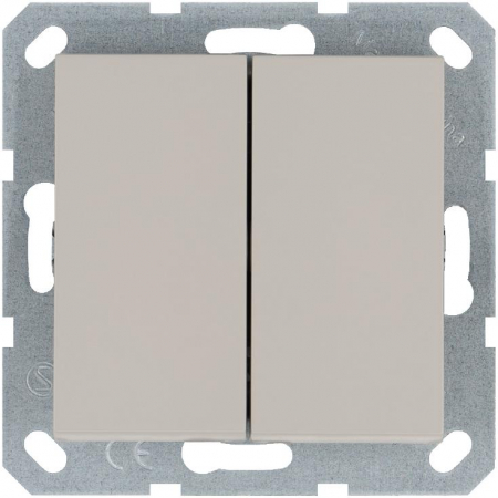 Кнопка 2-кл. 10А IP20 с переключающим контактом механизм тауп Jasmart G3020T