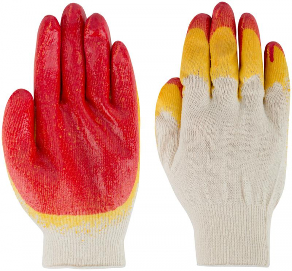 Перчатки вязаные с двойной латексной заливкой наладонника х/б 12469