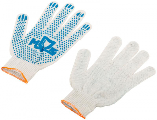 Перчатки вязаные (3 нити) 10 класс вязки х/б с ПВХ 12485