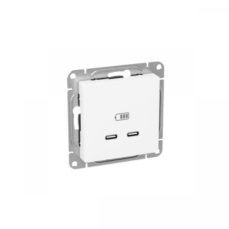 Розетка 2-м СП Эпика USB-C механизм бел. EKF UP1-SOW-2USBC