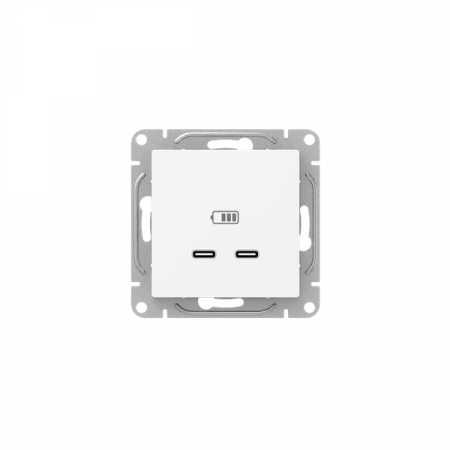 Розетка 2-м СП Эпика USB-C механизм бел. EKF UP1-SOW-2USBC