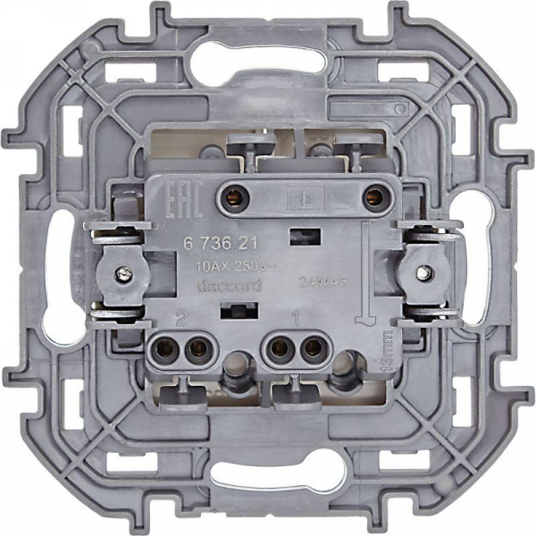 Выключатель 2-кл. Inspiria 10А IP20 250В 10AX механизм сл. кость IEK 673621