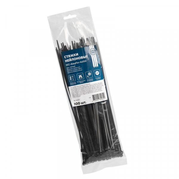 Хомут нейлоновый НСС "EasyFix" 4х250 черн. (уп.100шт) Fortisflex 84815